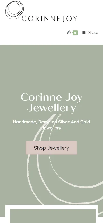 The Corinne Joy Jewellery homepage on a phone, built by Woodwise Media